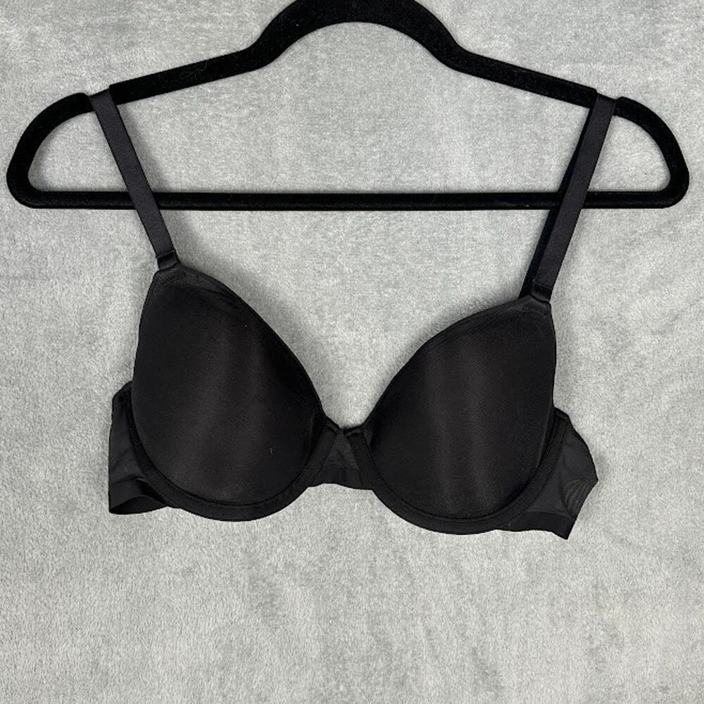 CUUP Demi Tshirt Spacer Bra Womens 34C Black Underwire Adjustable Straps